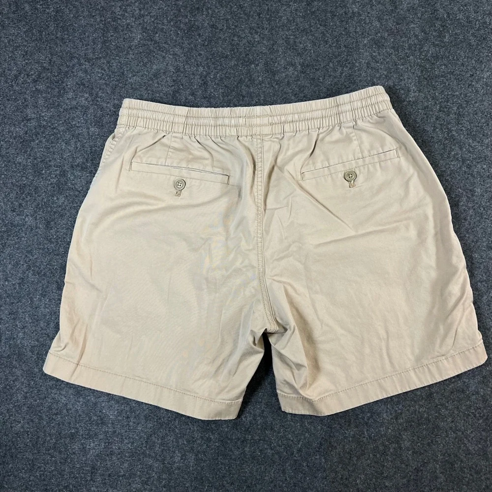 J.Crew Mens Dock Shorts Khaki Tan Elastic Waist Drawstring Size M